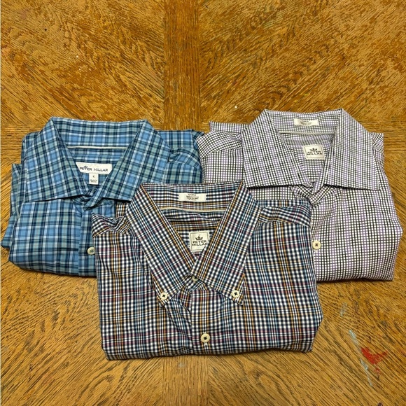 Peter Millar Other - Peter Millar Reseller Lot of 3 Button Up Plaid Long Sleeve Bundle Men’s Sz Large